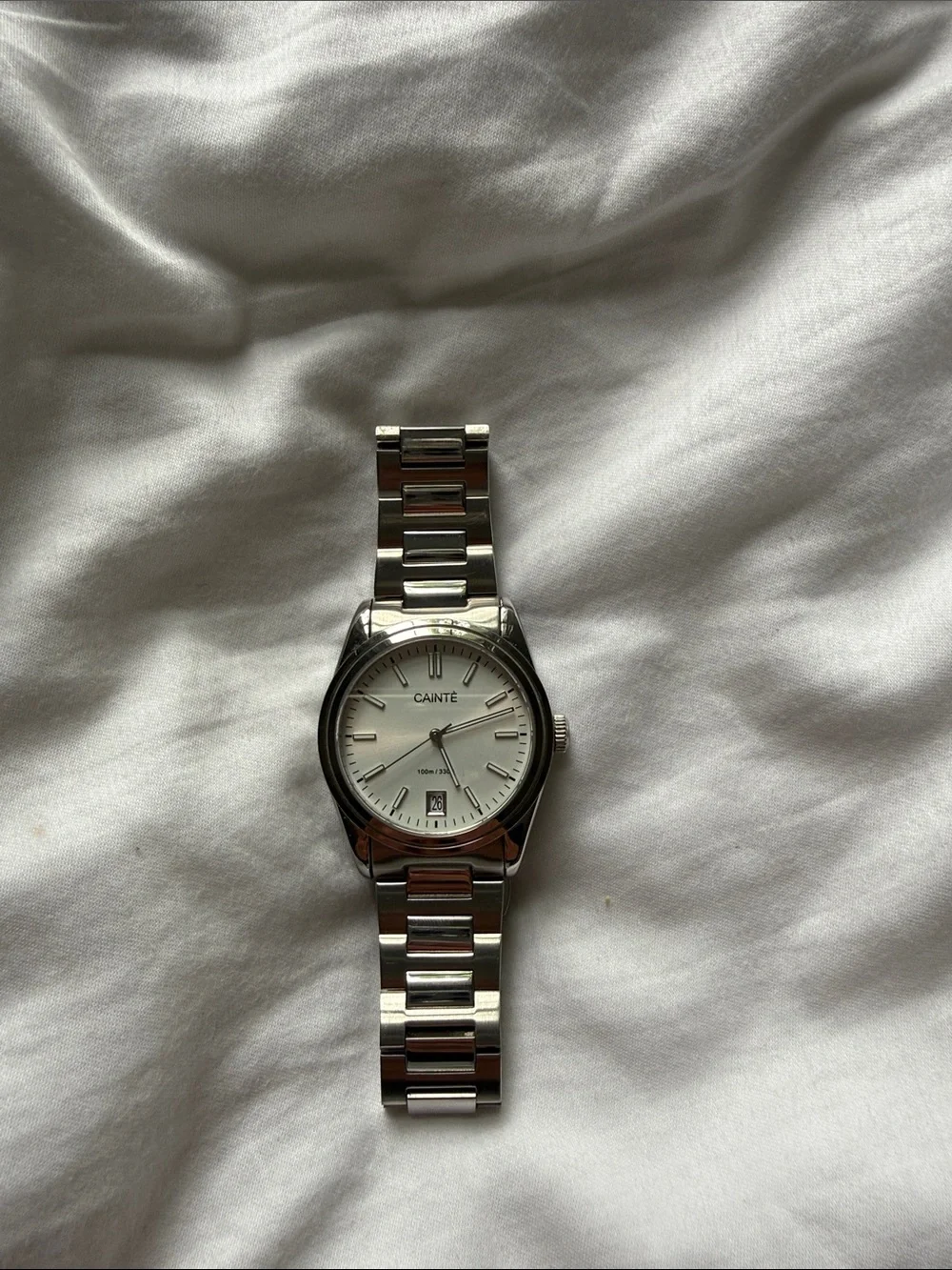 Cainte Stainless Steel Silver Bracelet Watch - White Dial 36MM